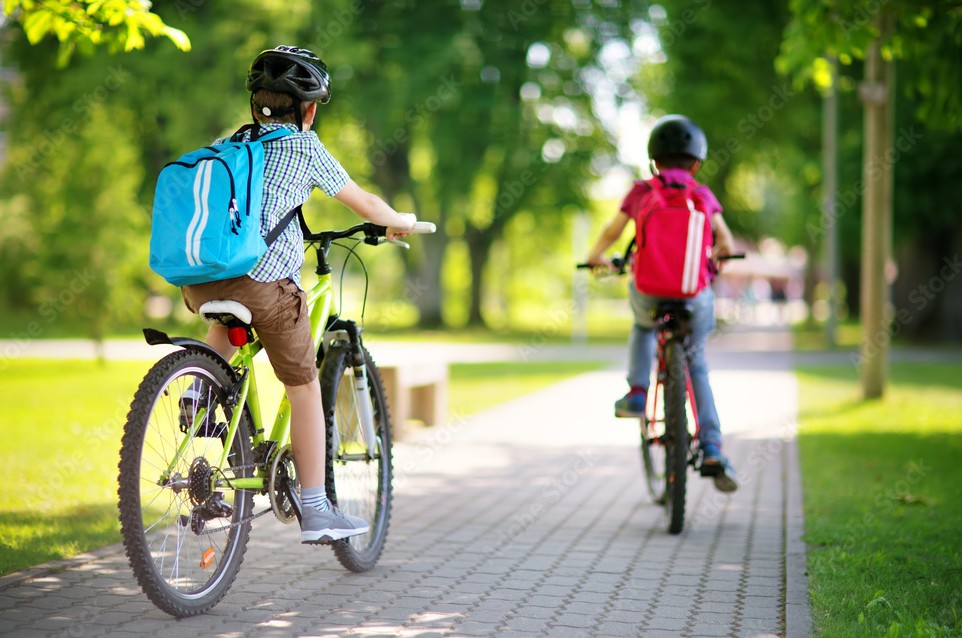 Children riding bicycles