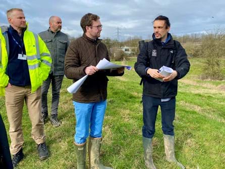Alexander Stafford MP visit to new habitat creation project, Rother Valley Yorkshire.